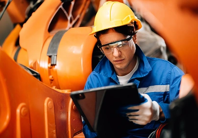 Installation commissioning female technician safety gear